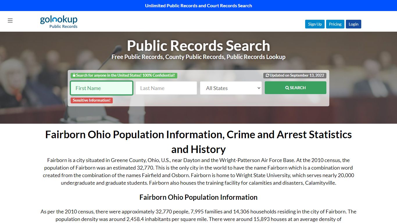 Fairborn Public Records, Fairborn Court Records - GoLookUp