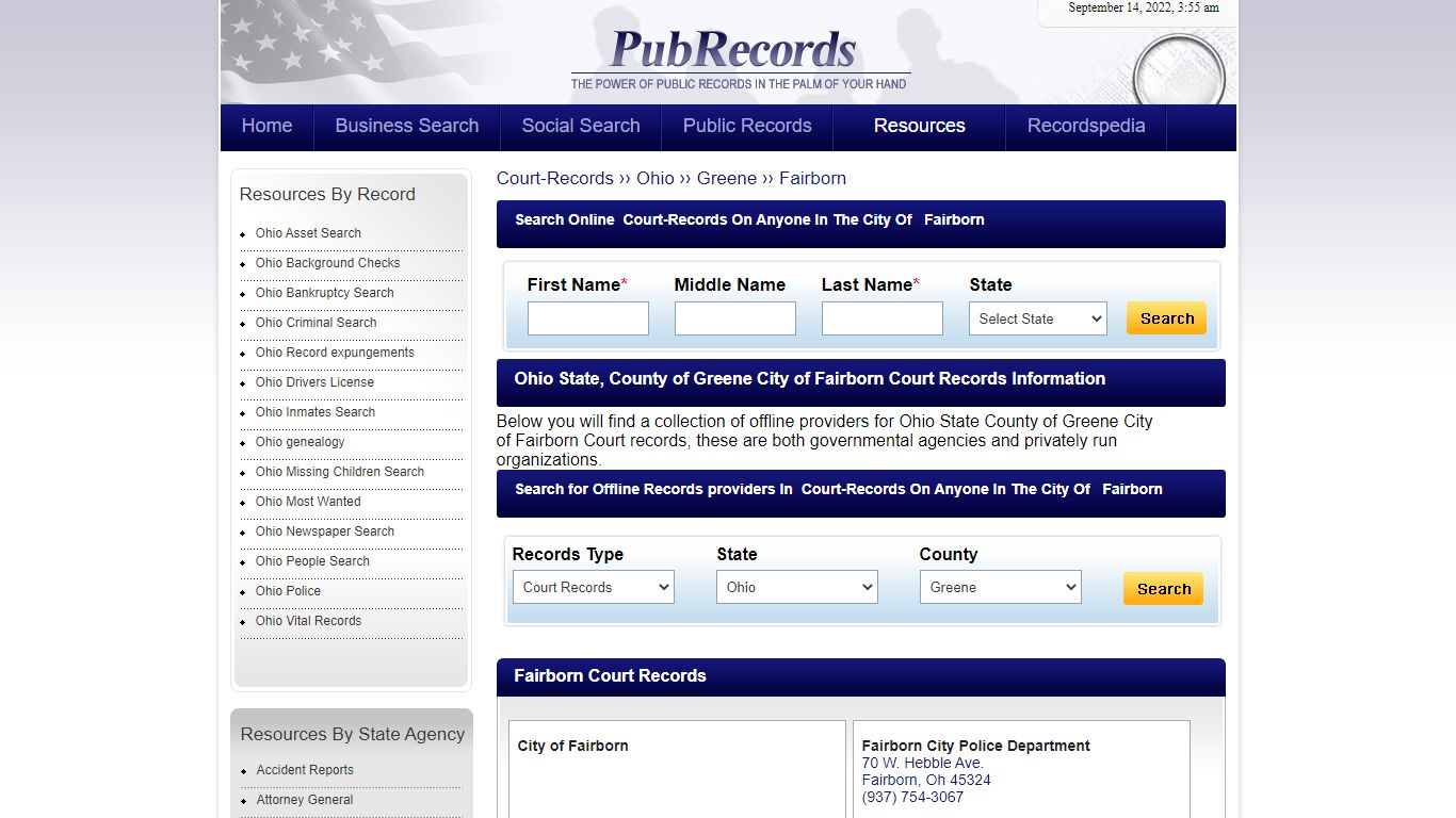 Fairborn, Greene County, Ohio Court Records - Pubrecords.com